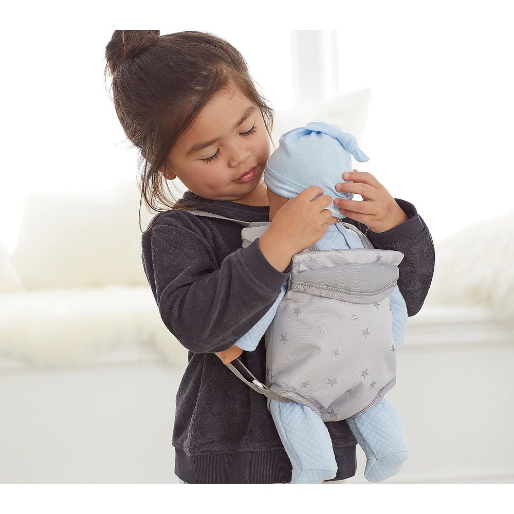 Pottery Barn Kids Gray Stars Baby Doll Carrier Adjustable Toy Front Pack NWT